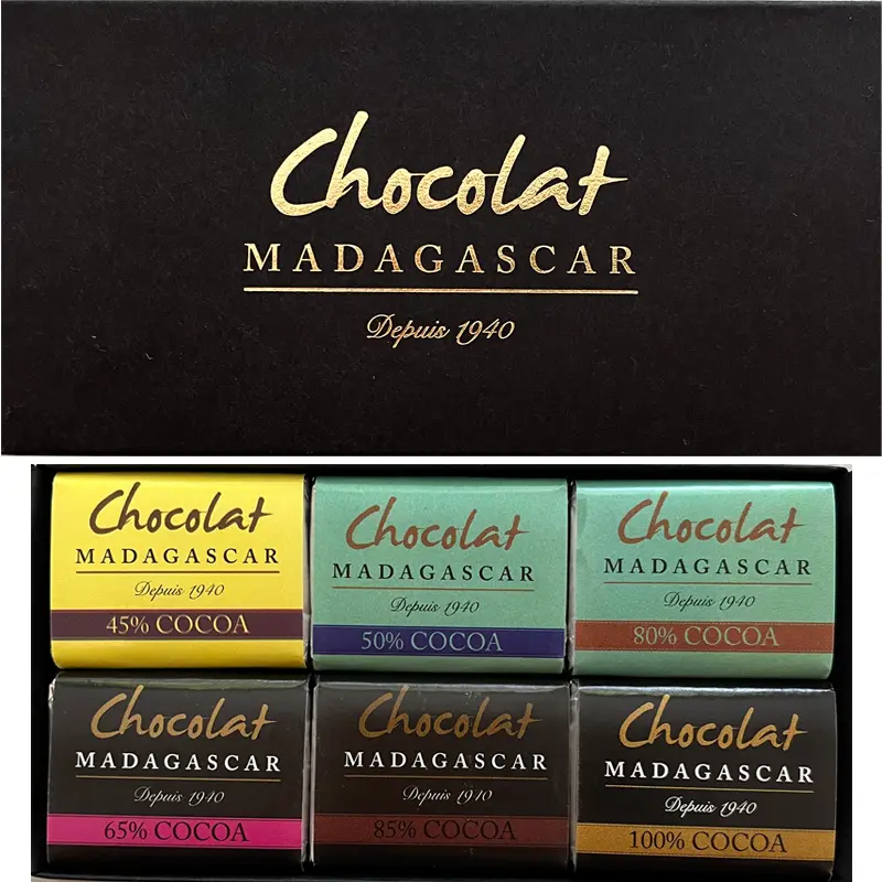 Chocolat MADAGASCAR | Schokoladen-Napolitains »Madagascar«Mix | 12x5g Madagascar Chocolate Napolitains Schokolade 60g