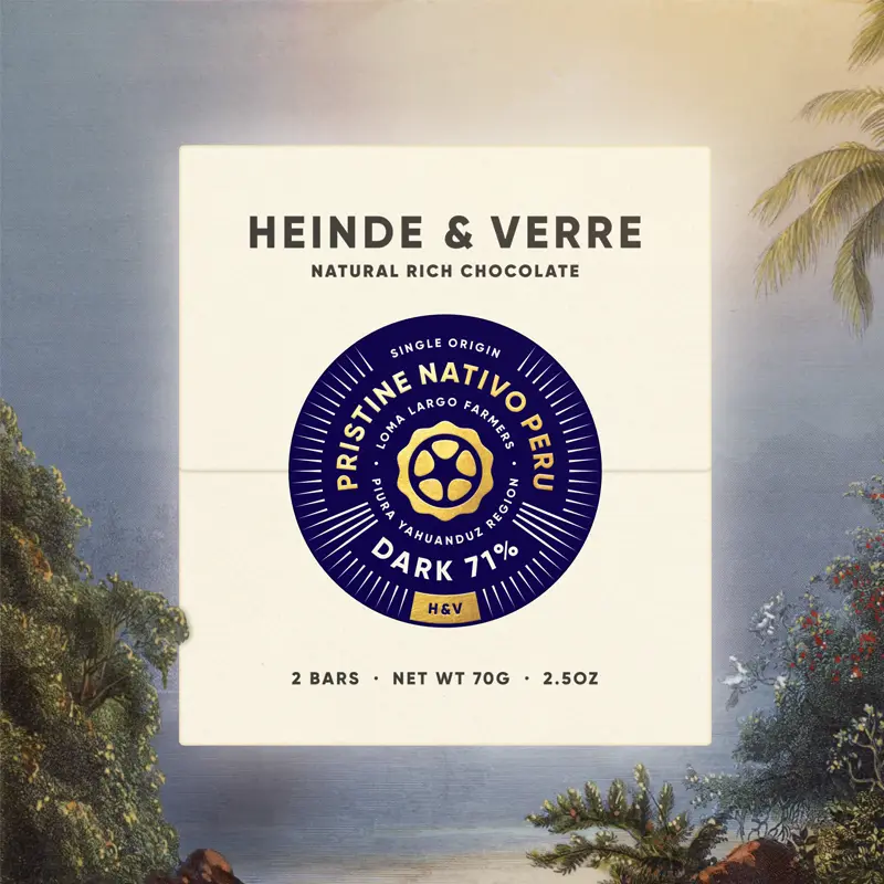 Limitierte besondere Schokolade Pristine Nativo Peru von heinde und Verre