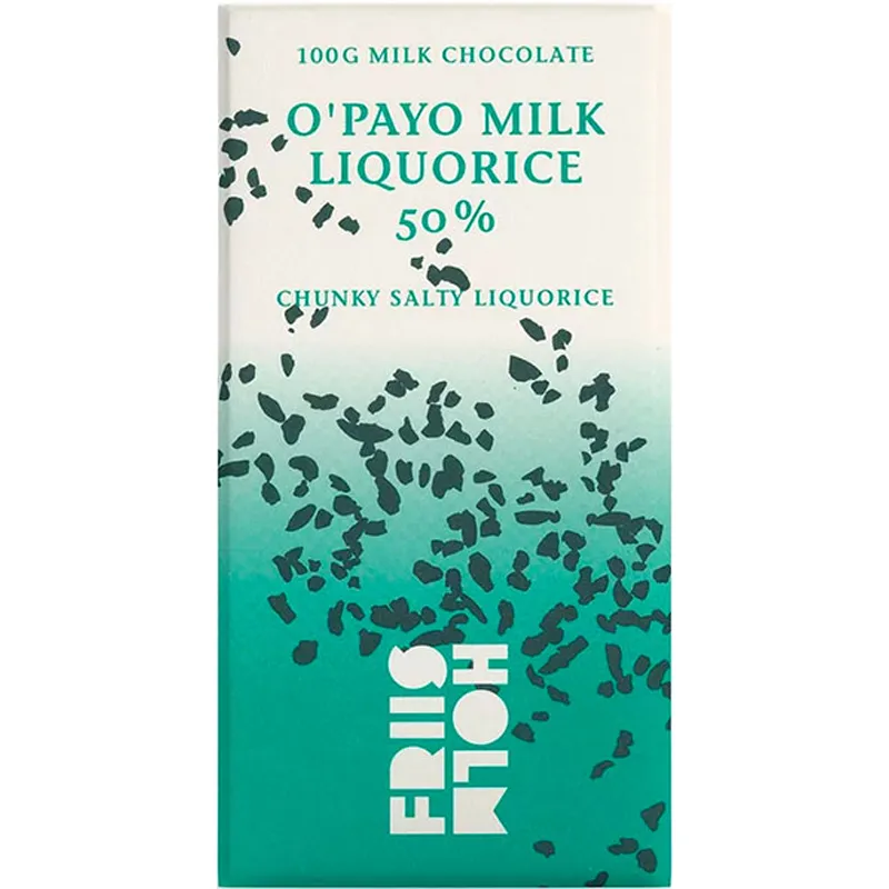 FRIIS-HOLM | Milchschokolade & Lakritze »O'Payo Milk Liquorice« 50% | 100g Friis Holm Milchschokolade & Lakritze O'Payo Milk Liquorice