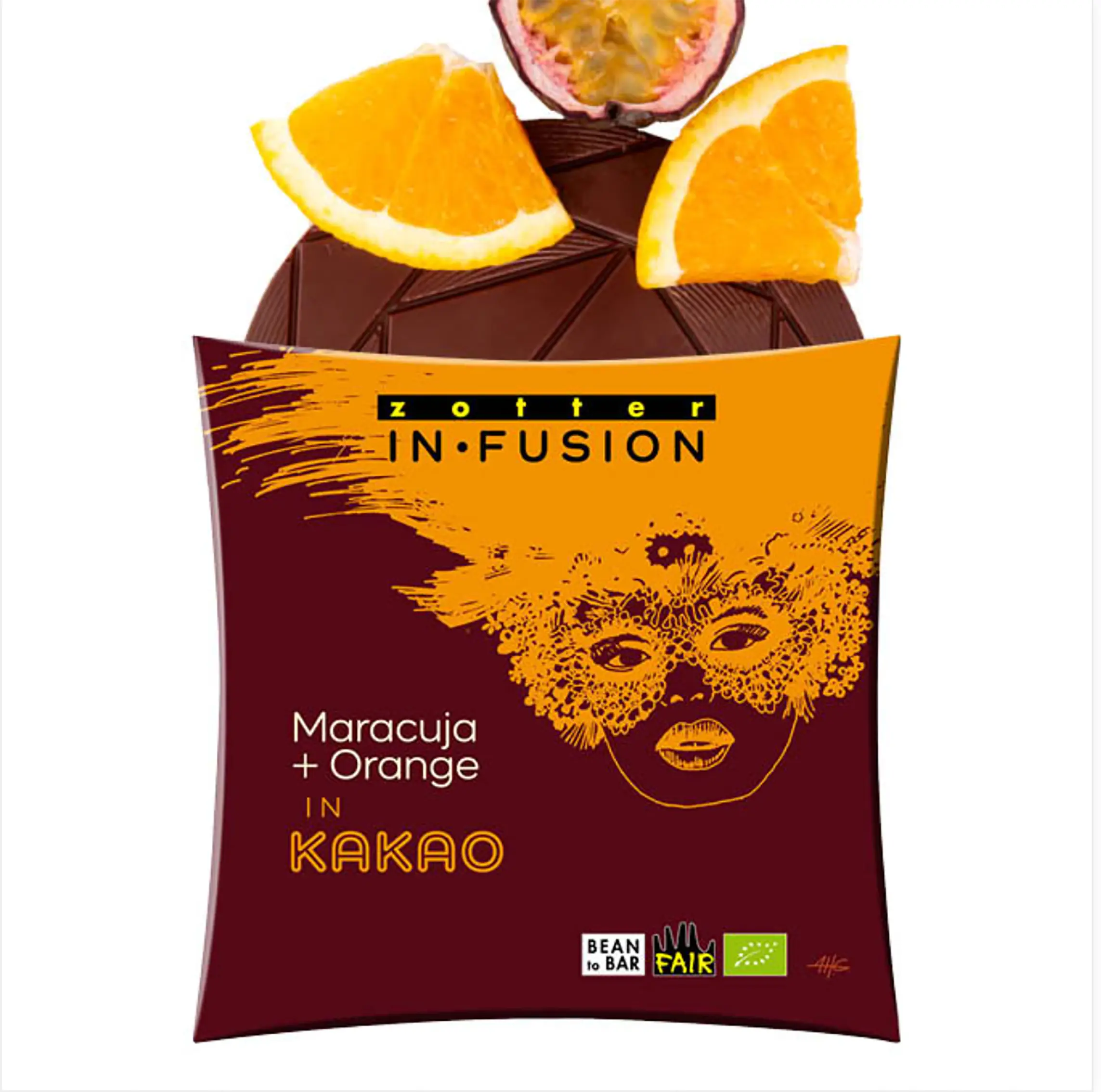 ZOTTER | »IN FUSION« Schokolade Maracuja & Orange in Kakao 70% | BIO | 70g Maracuja Orangen Schokolade von Zotter