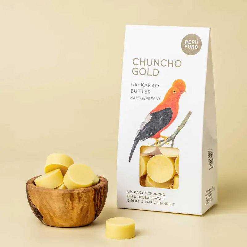 PERÙ PURO | Kaltgepresste Kakaobutter »Peru« 100% | BIO | 100g Kalt gepresste Bio-Kakaobutter Peru Puro