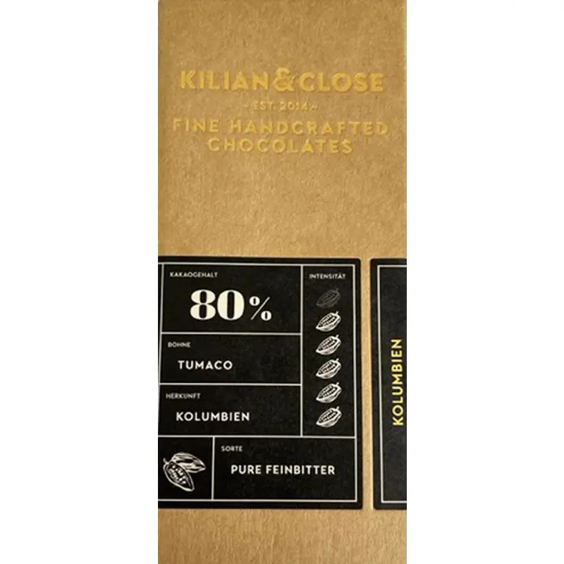 KILIAN & CLOSE | Pure Feinbitterschokolade »Kolumbien« 80% 80% Schokolade von kilian Close