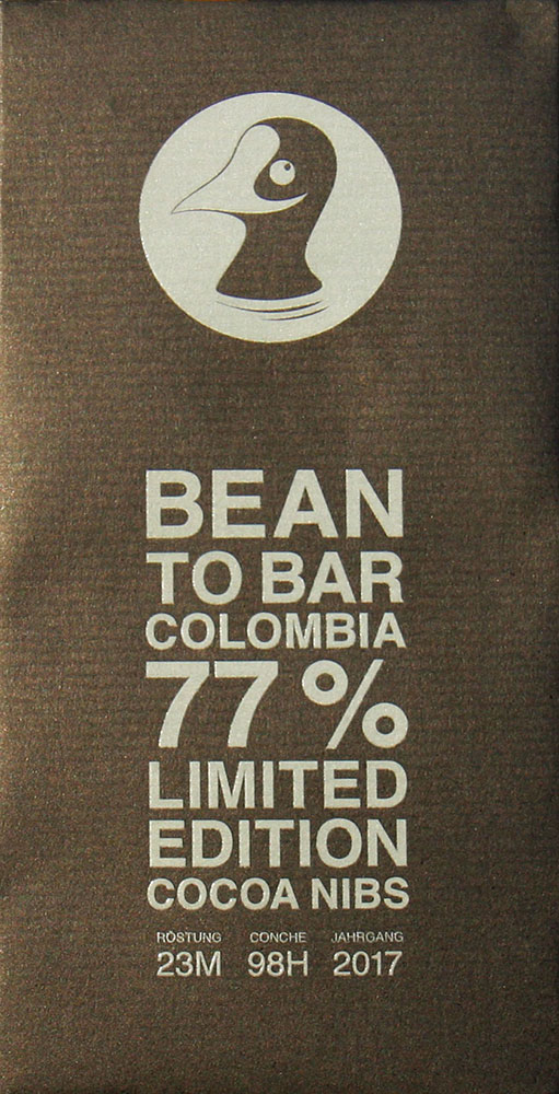 TAUCHERLI | Schweizer Dunkle Schokolade & Nibs »Colombia« 77% | 90g