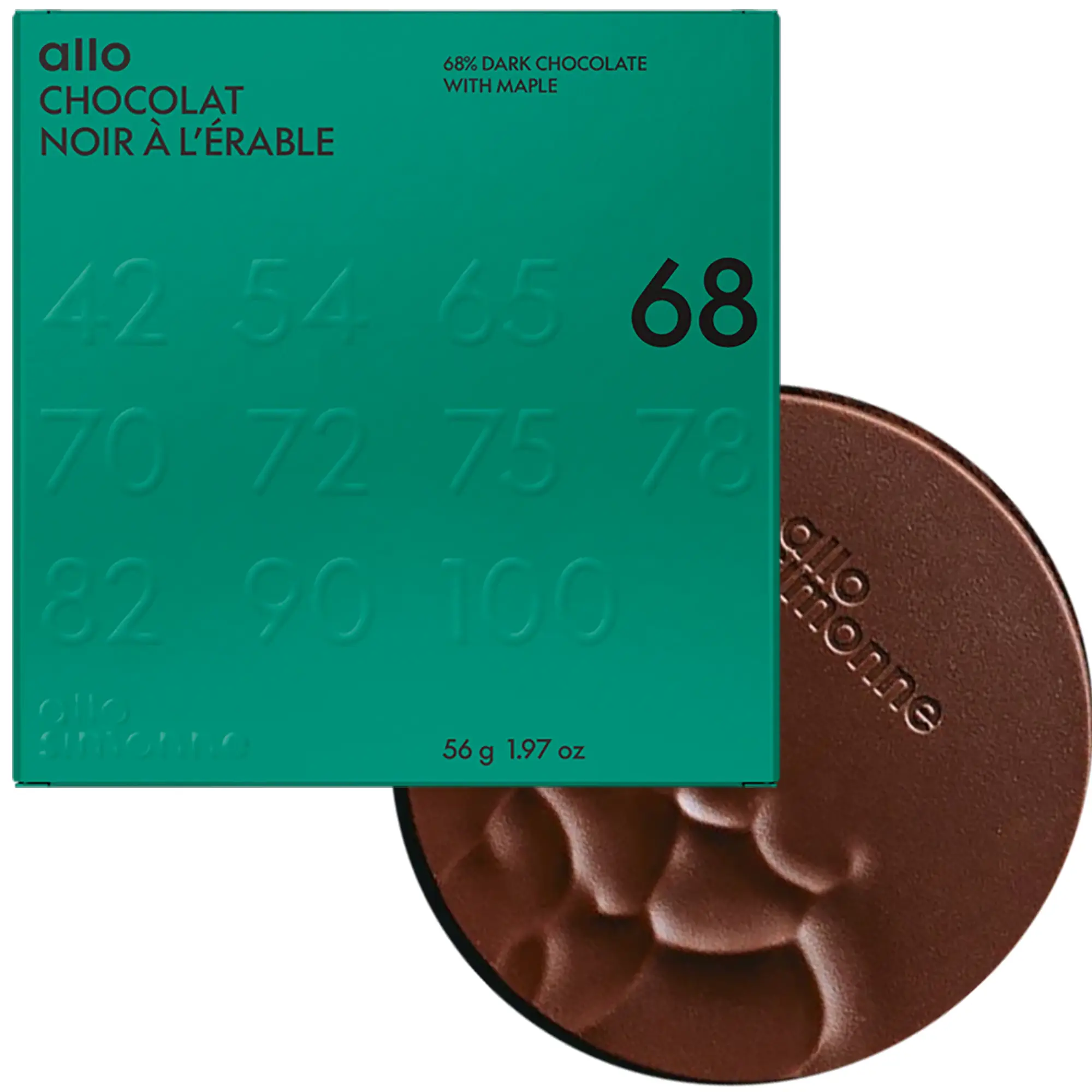 ALLO SIMONNE | Dunkle Schokolade »Maple - Noir à L'érable« 68% | 56g Prämierte 70% Schokolade Noir Jaguar von Allo Simonne Kanada