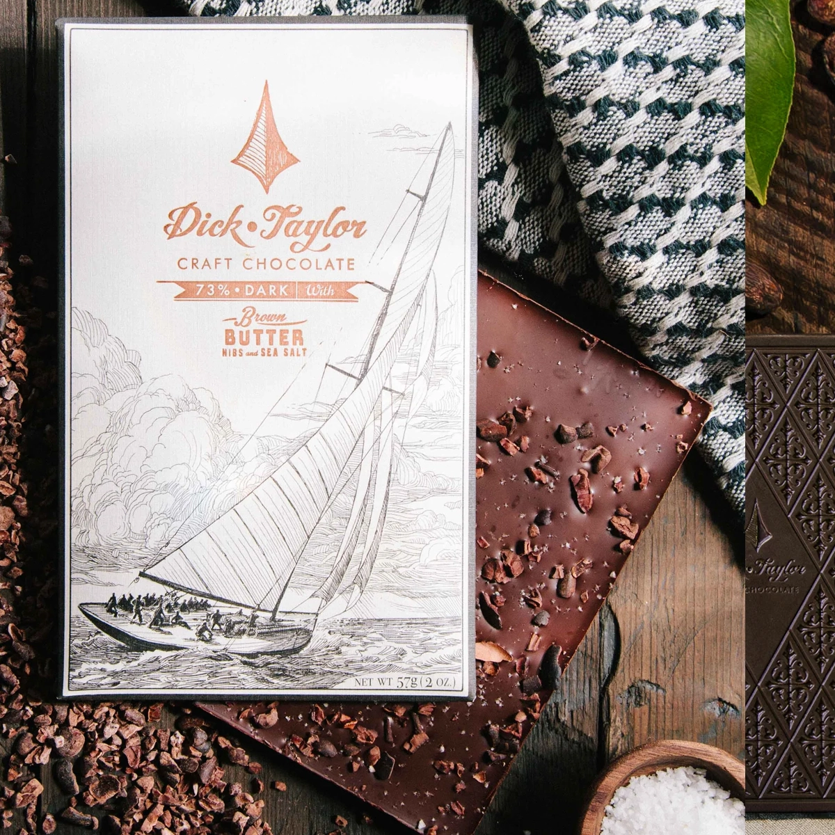 Dick Taylor Brown Butter Nibs & Sea Salt 73 % – dunkle Schokolade mit Kakao aus Uganda