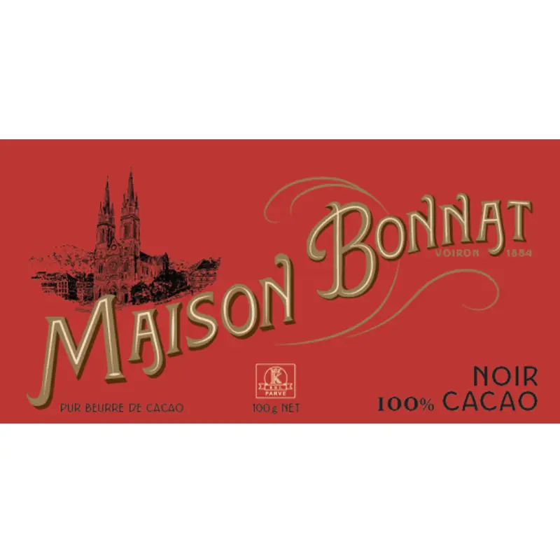 BONNAT Dunkle Schokolade | Chocolat »Noir« 100% | ohne Zucker | 100g Dunkle 100% Bonnat Schokolade Noir ohne Zucker