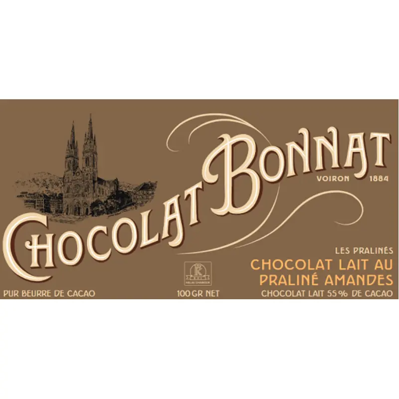 BONNAT | Milchschokolade mit Praliné & Mandeln »Praliné amandes« | 100g Bonnat Milchschokolade mit Praliné und Mandeln-Füllung