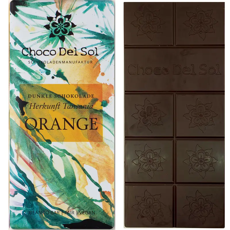 CHOCO DEL SOL | Dunkle Schokolade »Fresh Orange«  82% | BIO | 58g
