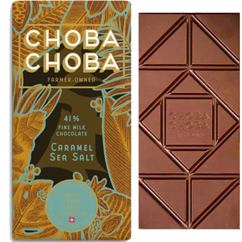 CHOBA CHOBA | Milchschokolade »Felix - Caramel & Sea Salt« 41% | 91g Schweizer Schokolade mit Caramel und Salz von Choba Choba