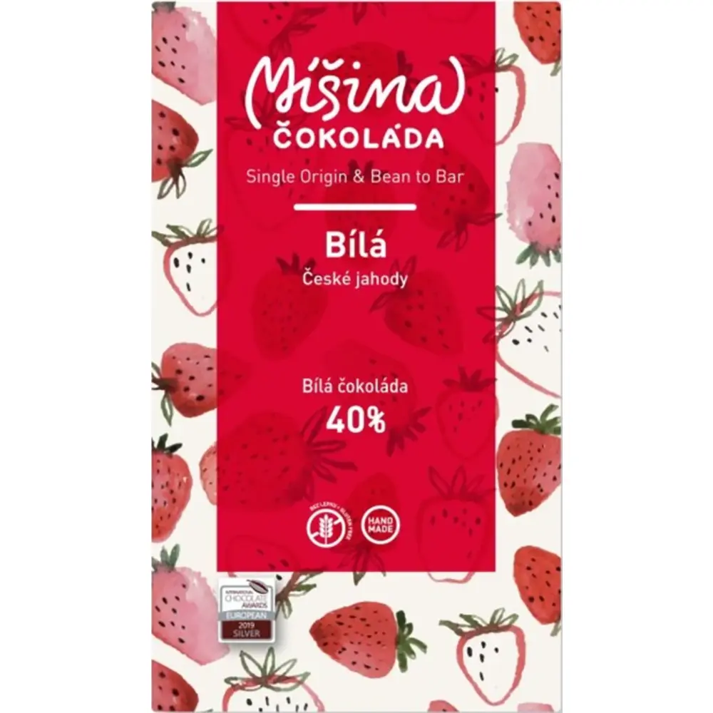 Bila Schokolade weiß mit Erdbeeren von Misina cokolade Praha