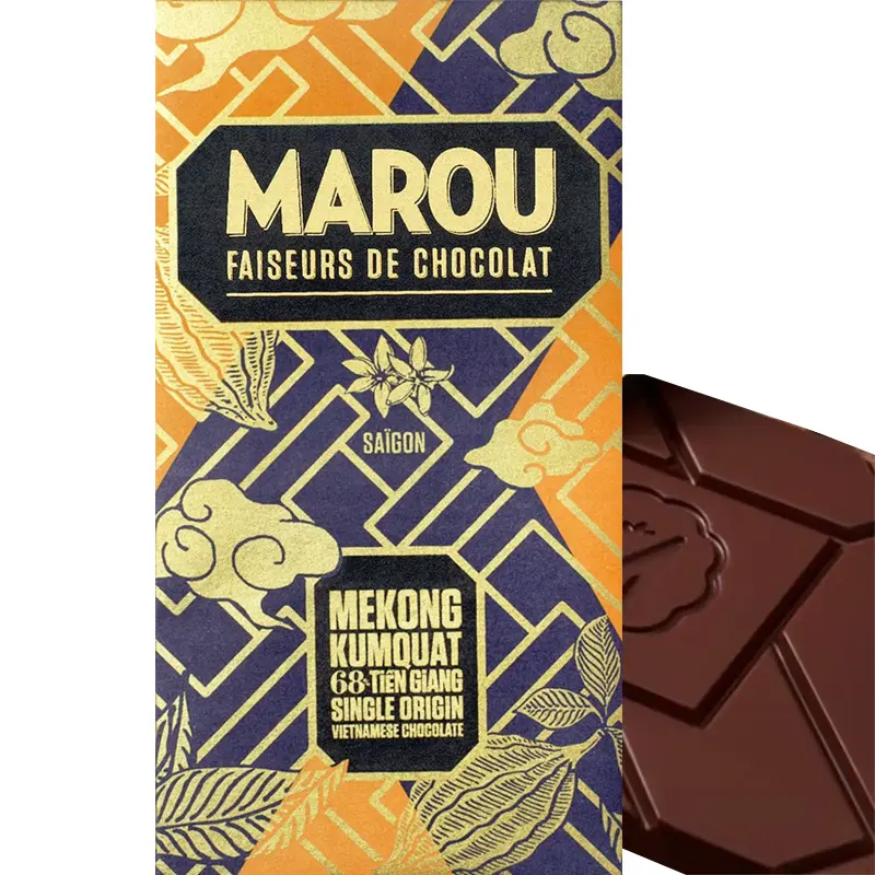 MAROU | Dunkle Schokolade »Vietnam Tien Giang | Mekong Kumquat« 68% | 80g Mekon Kumquat Schokolade von marou Vietnam
