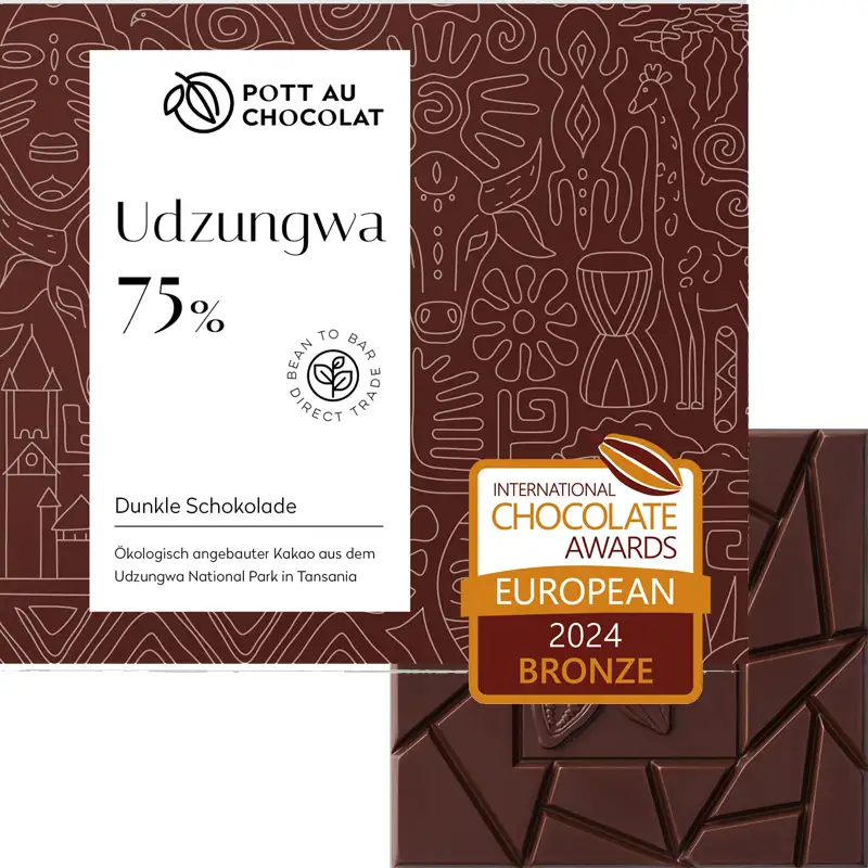 POTT au Chocolat | Dunkle Schokolade »Udzungwa – Tanzania« 75% | 80g Udzungwa 75% Schokolade von pott au chocolate
