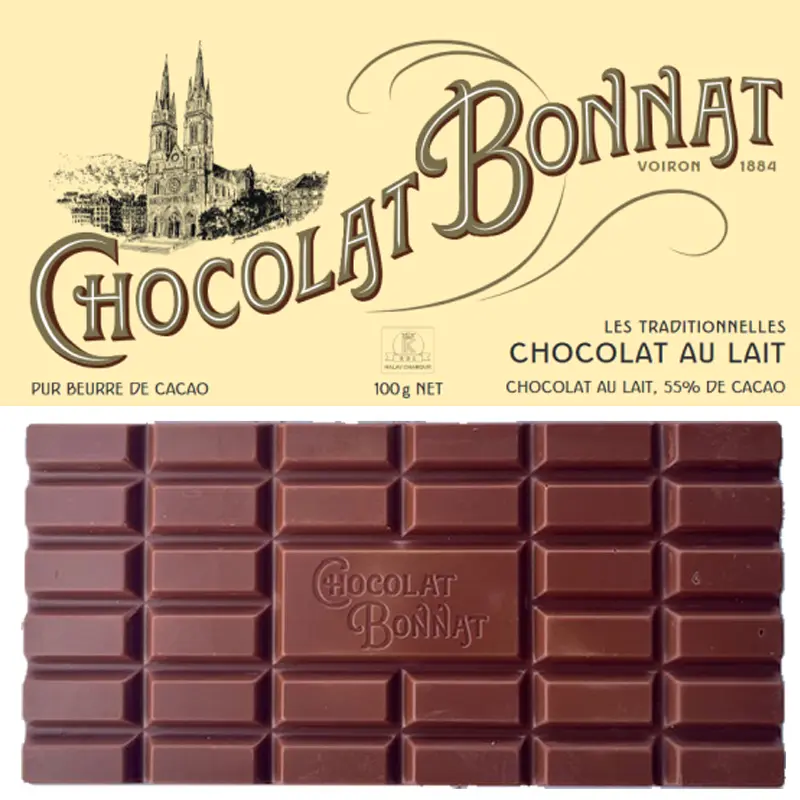 BONNAT Milchschokolade | Chocolat »au lait« 55% | 100g Milchschokolade mit 55% Kakaogehalt von Bonnat Frankreich