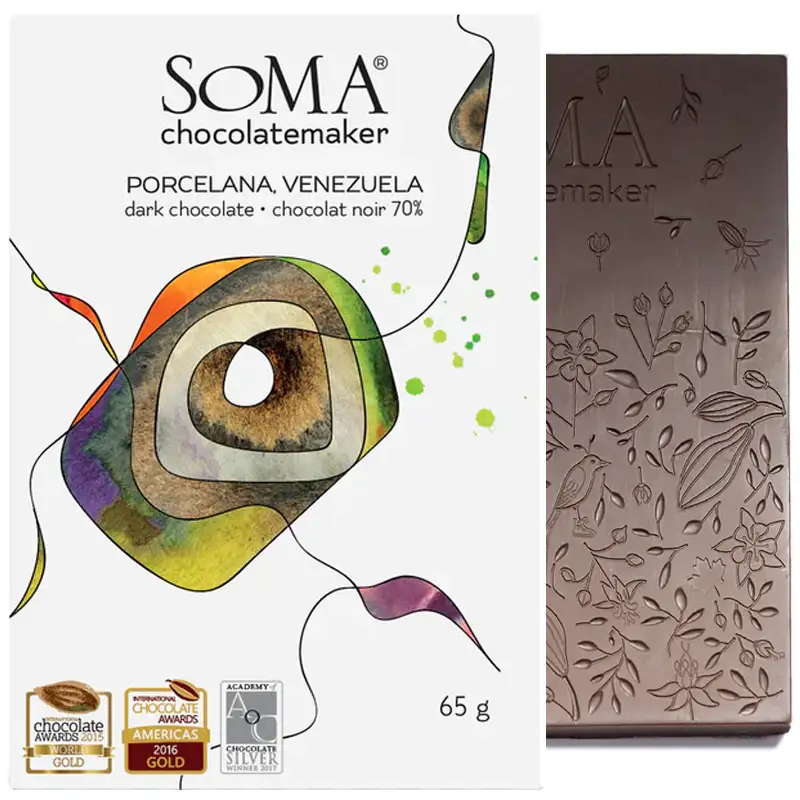 SOMA Chocolates | Dunkle Schokolade »Porcelana - Venezuela« 70% | 65g Prämierte Schokolade Porcelana Venezuela von Soma chocolate Kanada