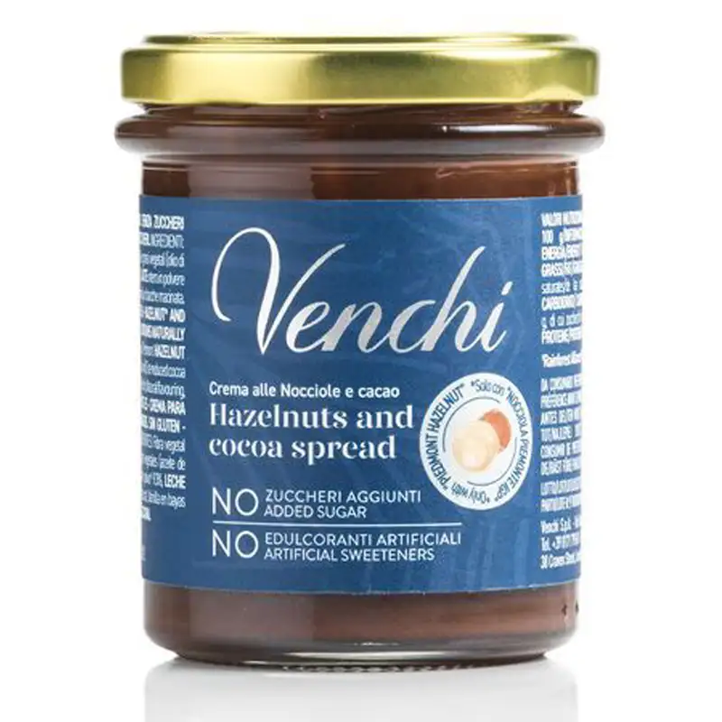 VENCHI | Schokoladencreme mit Haselnüssen »Linie NO – Hazelnuts & Cocoa Spread« 200g Hselnusscreme ohne Zuckerzusatz von Venchi