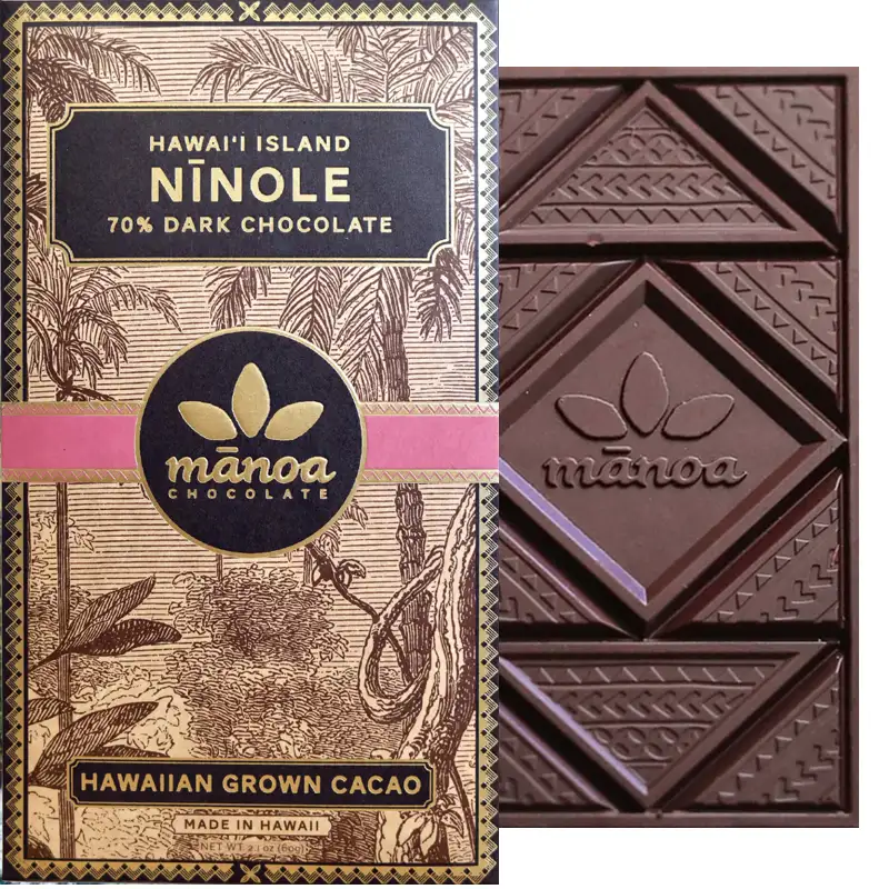 MANOA | Dunkle Schokolade »Nīnole Hawai'i Island« 70% | 50g Ninole Dunkle Schokolade von Manoa Hawaii
