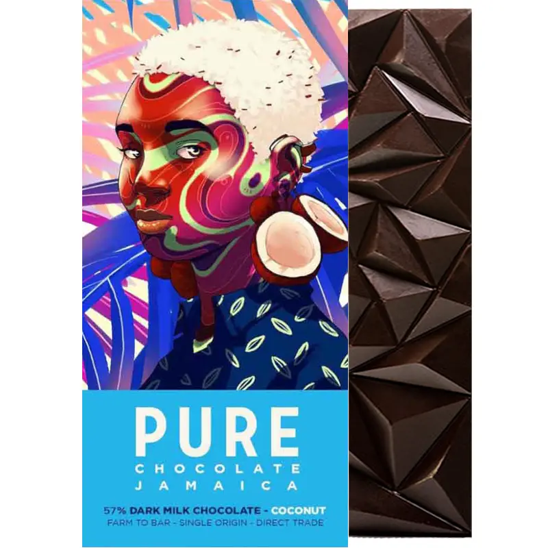 PURE Chocolate | Dunkle Schokolade »Coconut« 57% | 60g Milchschokolade Jamaica von Pure Chocolate
