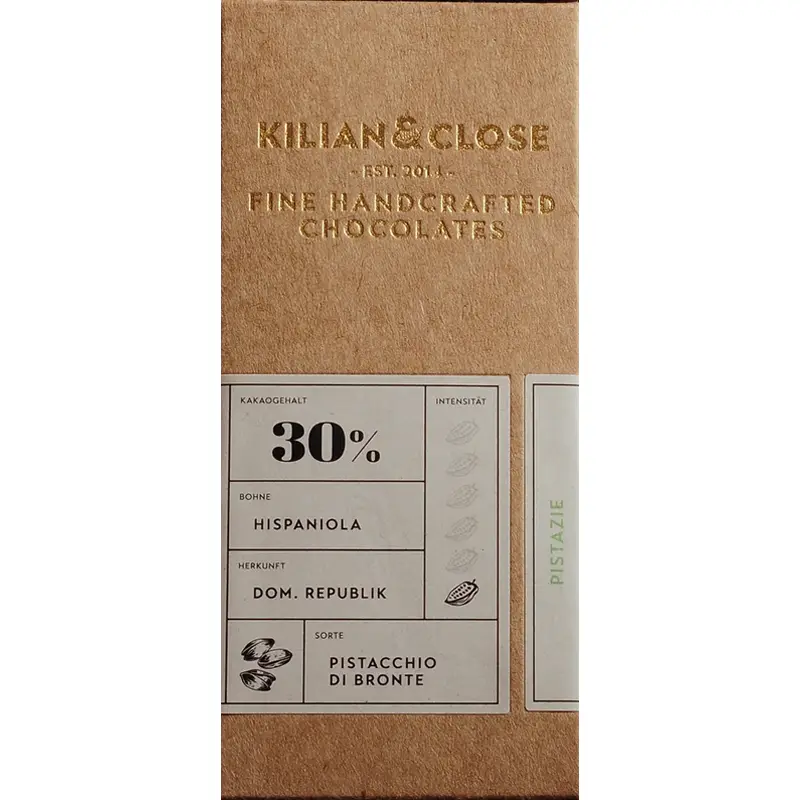KILIAN & CLOSE | Weisse & Bronte-Pistazien vegan | BIO Vegane Schokolade mit Pistazie von Kilian und Close