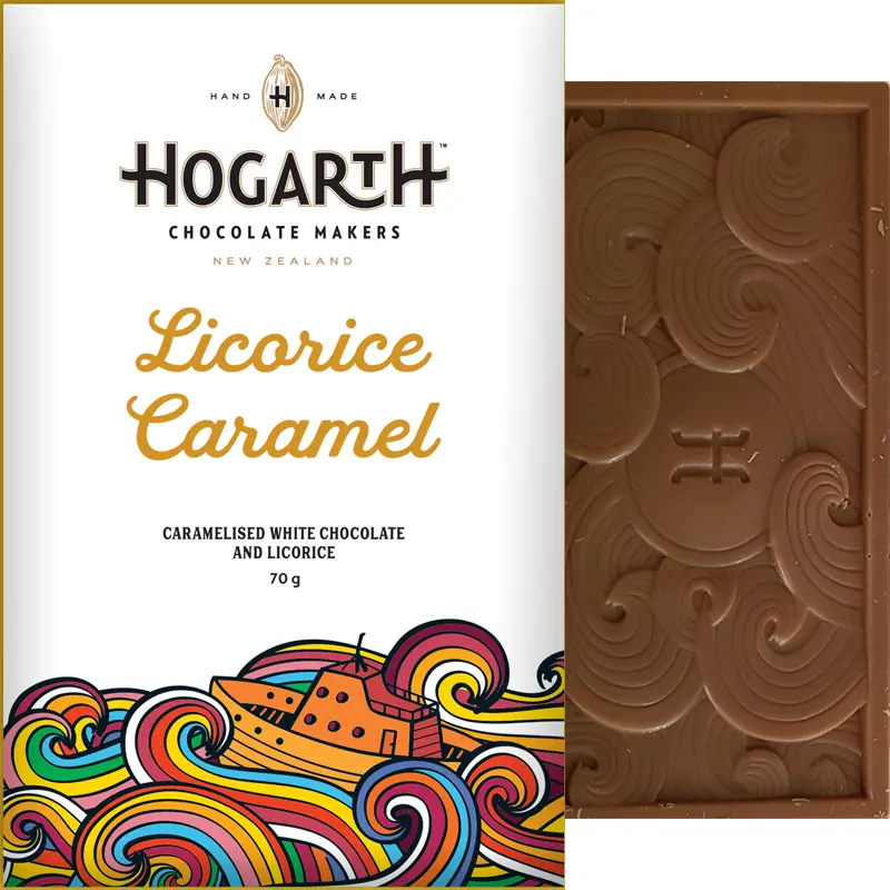 Licorice & Caramel Lakritz Schokolade von Hogarth Chocolate Neuseeland