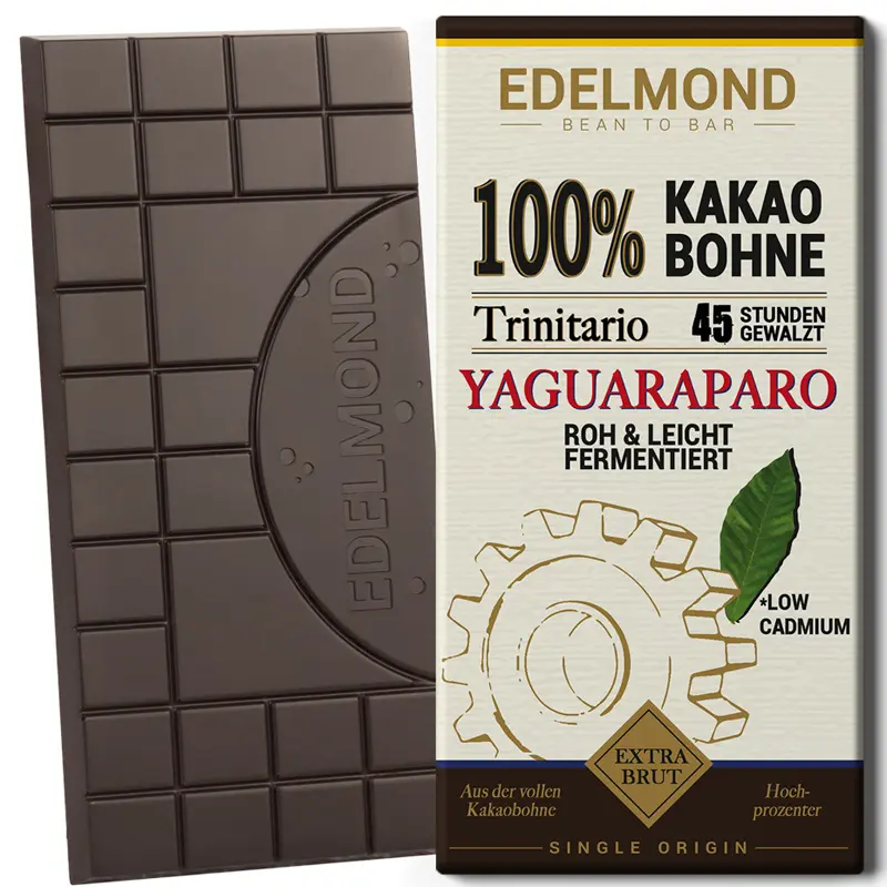 EDELMOND Roh-Schokolade | Kakaomasse »Yaguaraparo« 100% | BIO | 70g 100% Roh-Schokolade von Edelmond Yaguarparo