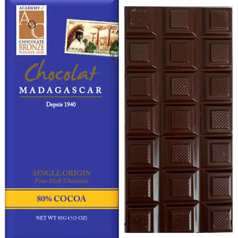 Chocolat MADAGASCAR | Milchschokolade »Madagascar« 80% | 85g Milchschokolade 80% ohne Zuckerzusatz von Chocolate Madagascar