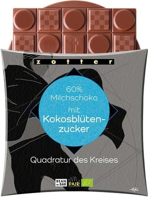 ZOTTER »Quadratur des Kreises« Milchschokolade mit Kokosblütenzucker 60% | BIO MHD 15.04.2022
