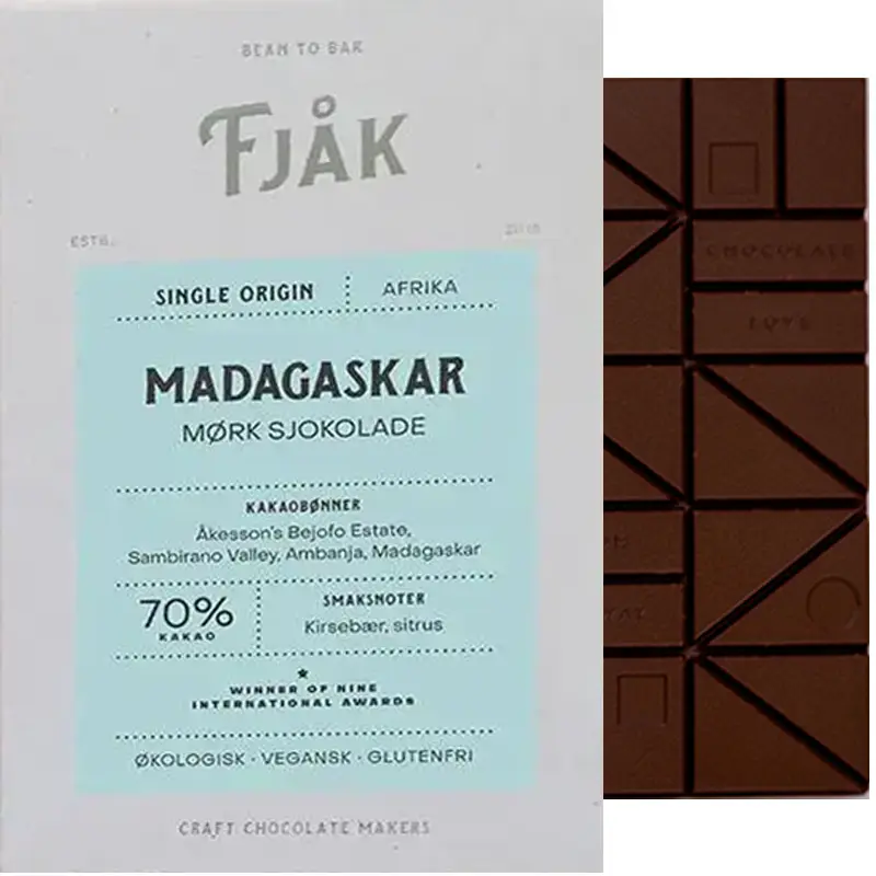 Dunkle Madfagascar Schokolade von Fjak Norwegen