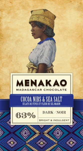MENAKAO | Dunkle Schokolade »Kakaosplitter & Meersalz« 63% | 75g