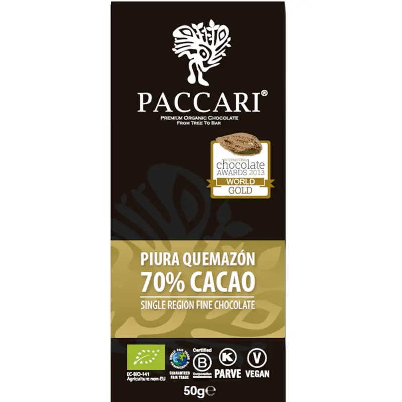 Prämierte Peru Quemazon Schokolade von Paccari früher Pacari