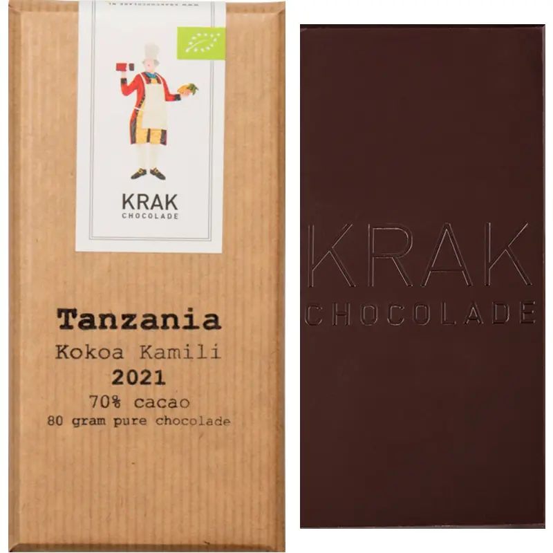 KRAK Chocolade | Dunkle Schokolade »Tanzania Kokoa Kamili« 70% | 80g Schokolade Tanzania Kokoa Kamili von Krak Chocolate