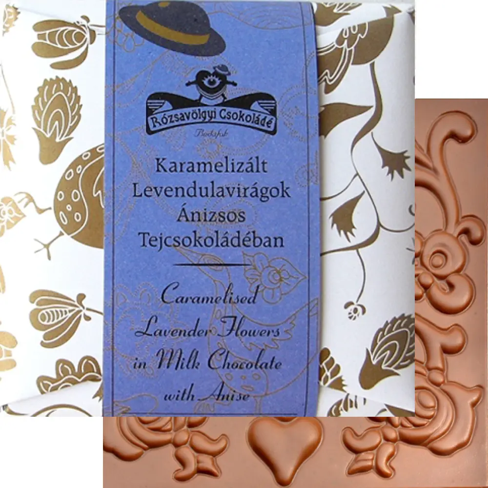 Rózsavölgyi Caramelised Lavender 40 % Milchschokolade mit Lavendel und Sternanis 70 g