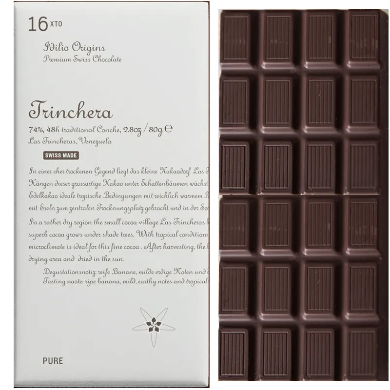 Schweizer Schokolade prämiert 16 Tricnchera von idilio Origins