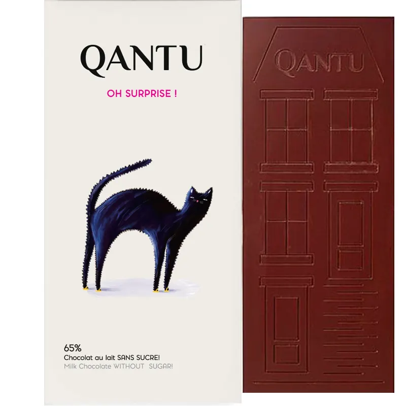 QANTU Schokoladen | Milch ohne Zuckerzusatz »Oh Surprise!« 65% | 50g Schokolade ohne Zucker nur mit Milch Low Carb von Qantu