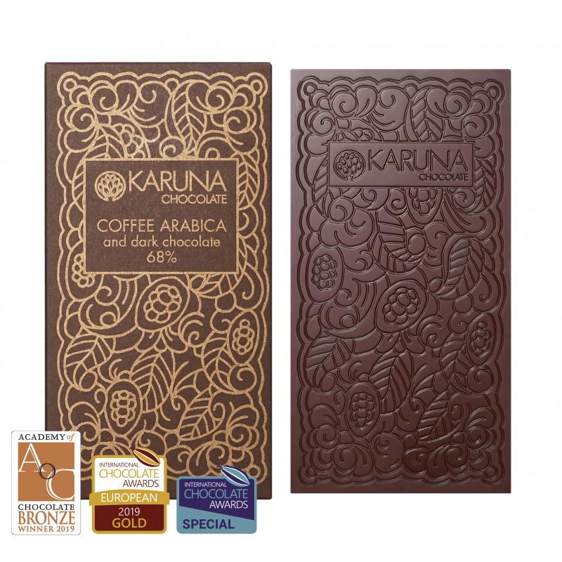 peru-puro-kakaoschalentee4GRUm1fJlobzE KARUNA Chocolate | Dunkle Schokolade & Kaffee »Coffee Arabica« 68% | BIO | 60g