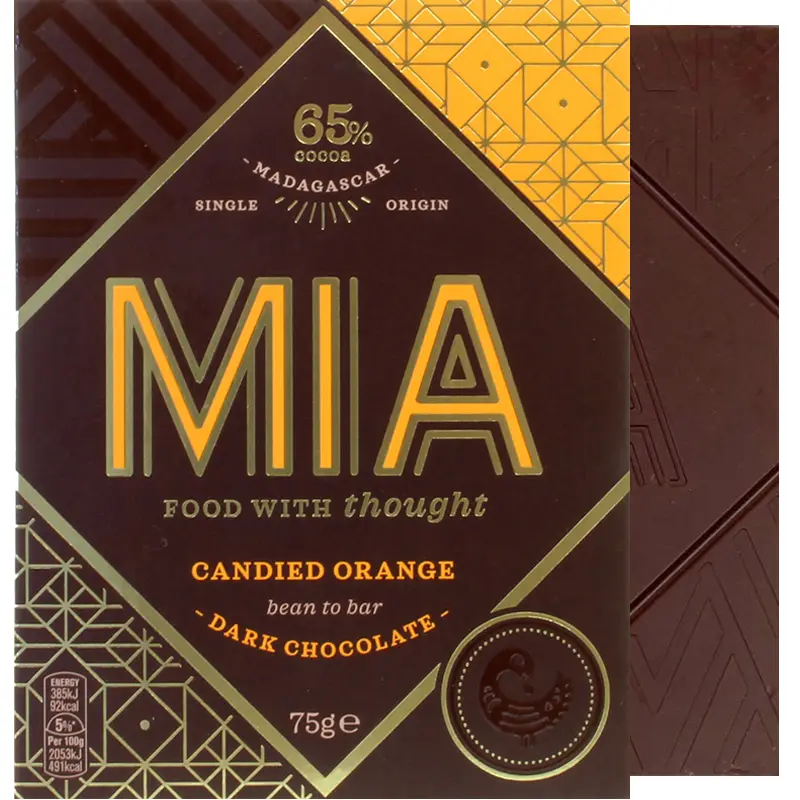 MIA | Dunkle Schokolade »Kandierte Orange« 65% | 75g Schokolade mit Orange von MIA Chocolate