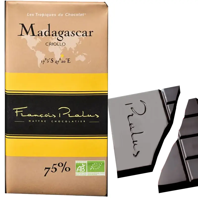 PRALUS | Dunkle Schokolade »Madagascar« 75% | BIO | 100g Madagascar Schokolade von Pralus