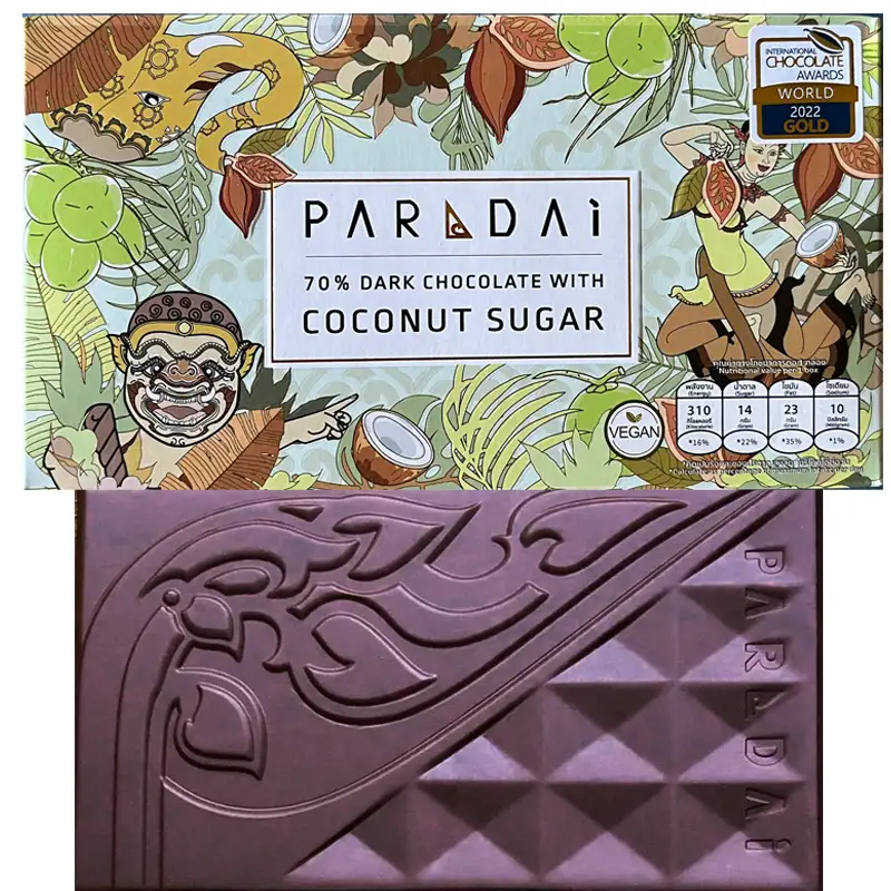 PARADAi | Dunkle Schokolade »Coconut Sugar Thailand« 70% | 50g Schokolade mit Coconur Sugar von paradai Thailand