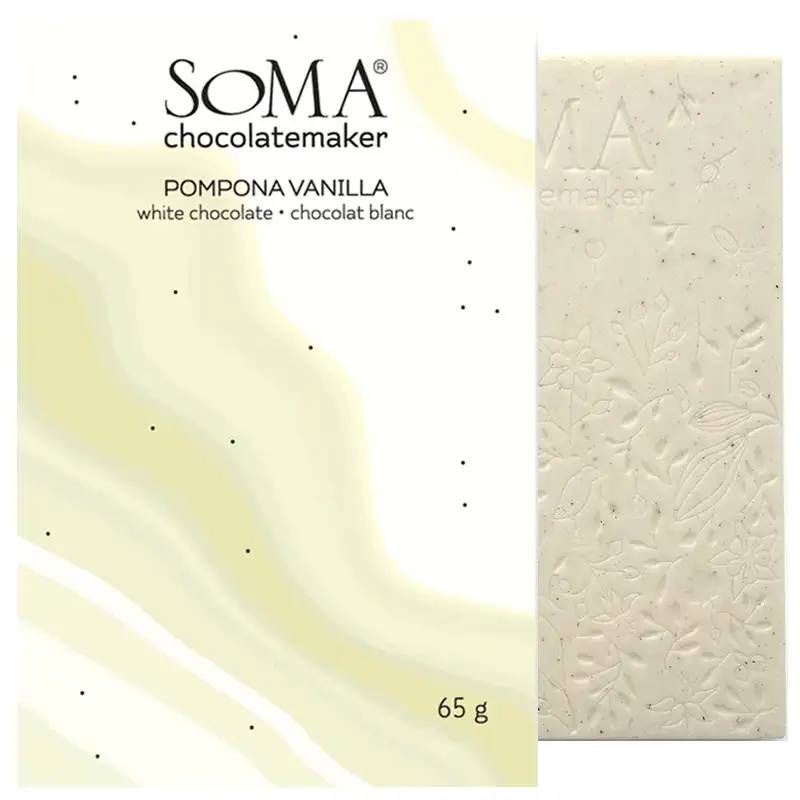 SOMA Chocolates | Weiße Schokolade »Pompona Vanilla« | 65g Weiße Schokolade mit echter Vanille von Soma Canada