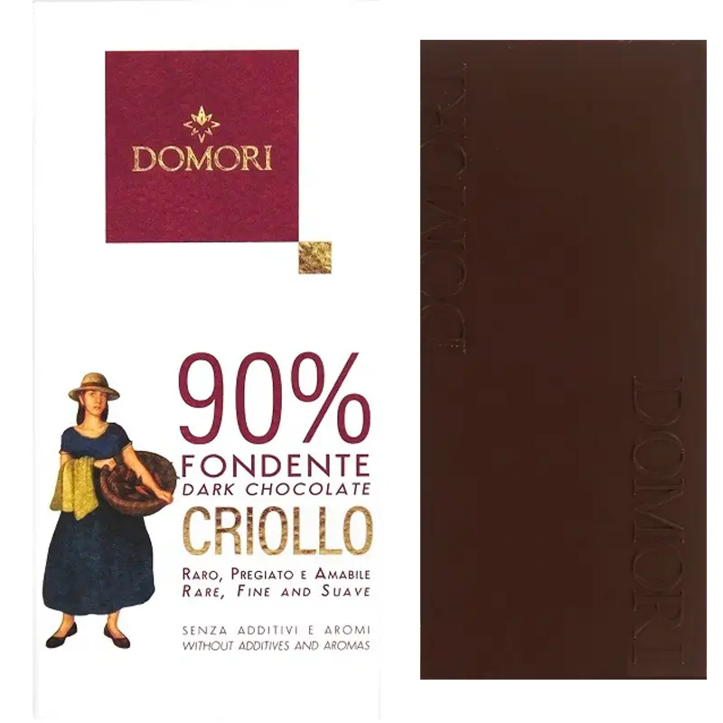 DOMORI | Dunkle Schokolade »Criollo FONDENTE« 90% | 50g Criollo Fondente Beste 90 Prozent Schokolade von Domori
