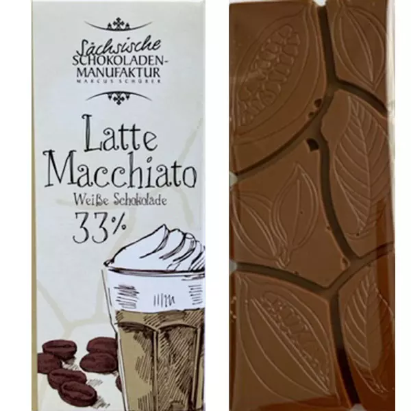 SÄCHSISCHE Schokoladenmanufaktur | Weiße Schokolade »Latte Macchiato« 33% | 45g MHD 14.12.2023
