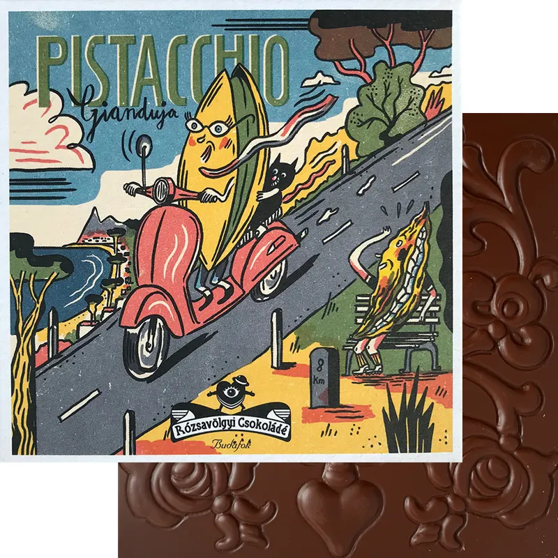 RÓZSAVÖLGYI Pistazien-Nougat-Schokolade »Pistachio Gianduja« 73% | 60g Pistacchio gianduja Nougat mit Pistazien von Rózsavölgyi Csokoládé
