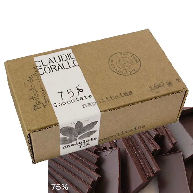 CLAUDIO CORALLO | Napolitains Dunkle Schokolade 75% Kakao | 160g Napolitains 75 Prozent von Claudio Corallo Sao Tomé