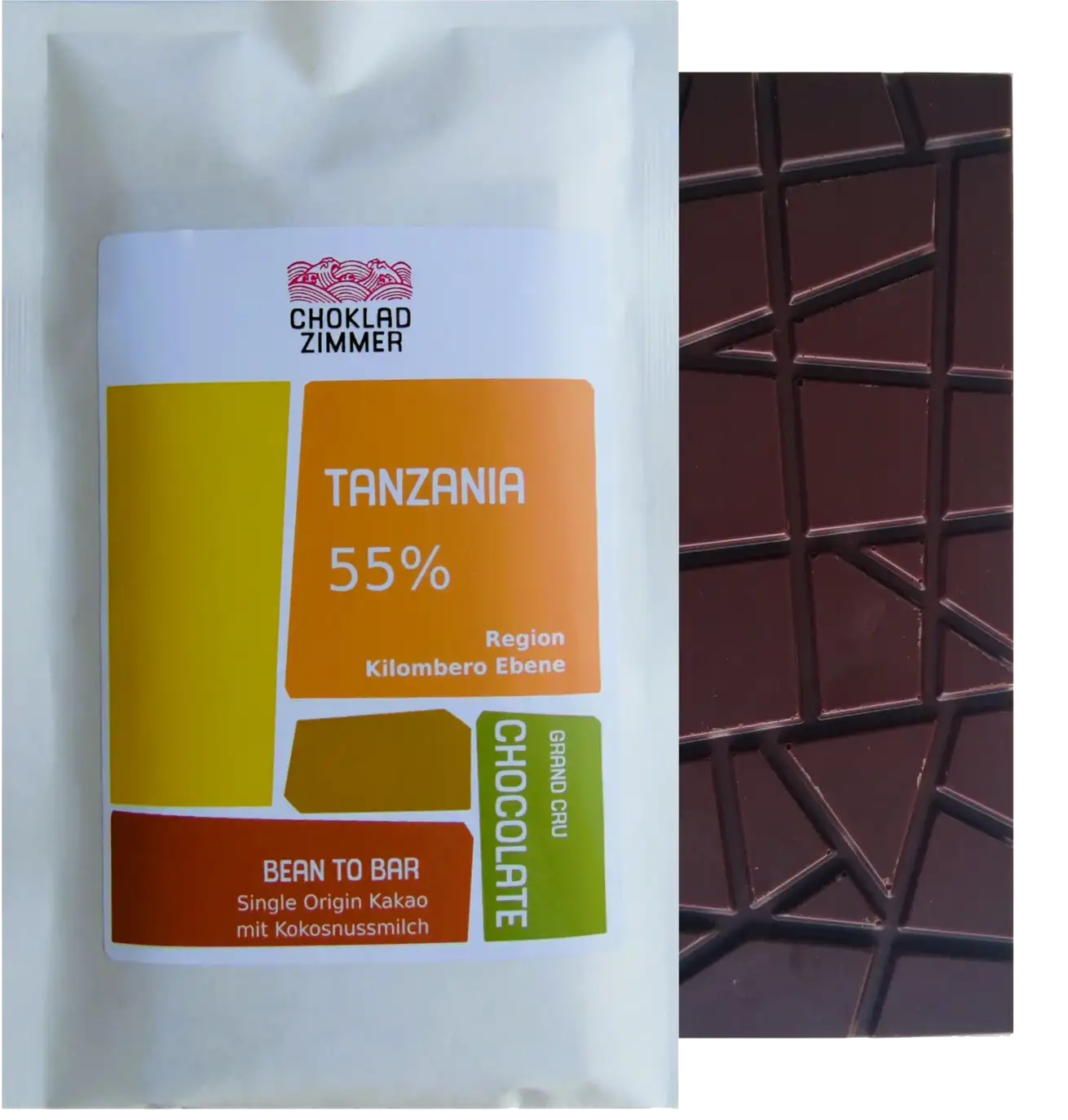 CHOKLAD ZIMMER | Vegane Milchschokoladen-Alternative »Tanzania« 55% | 70g Beste vegane Tanzania Schokolade von Zimmer Born Darß Ostsee