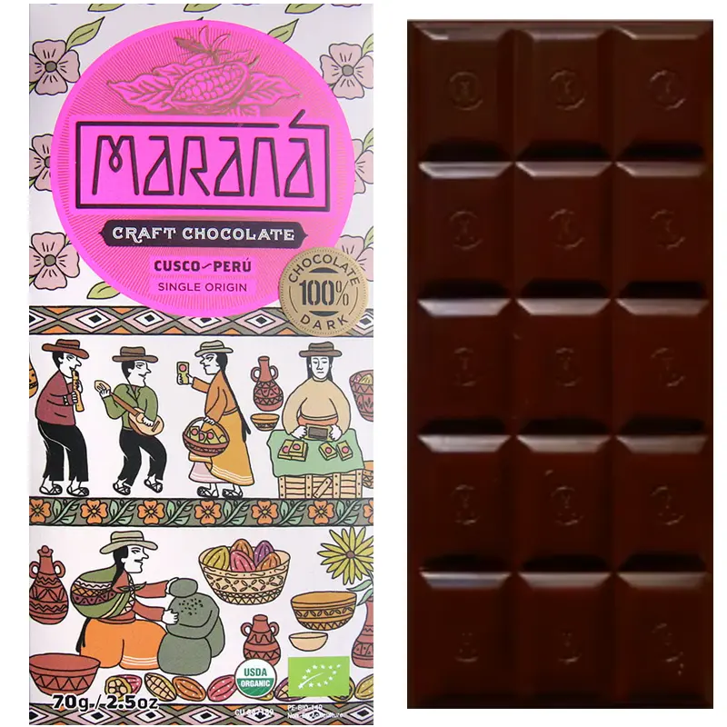 MARANÁ Schokoladen | »Cusco - Peru« Kakaomasse 100% | BIO | 70g 100 Prozent Kakaomasse Craft Chocolate Schokolade von Marana Peru