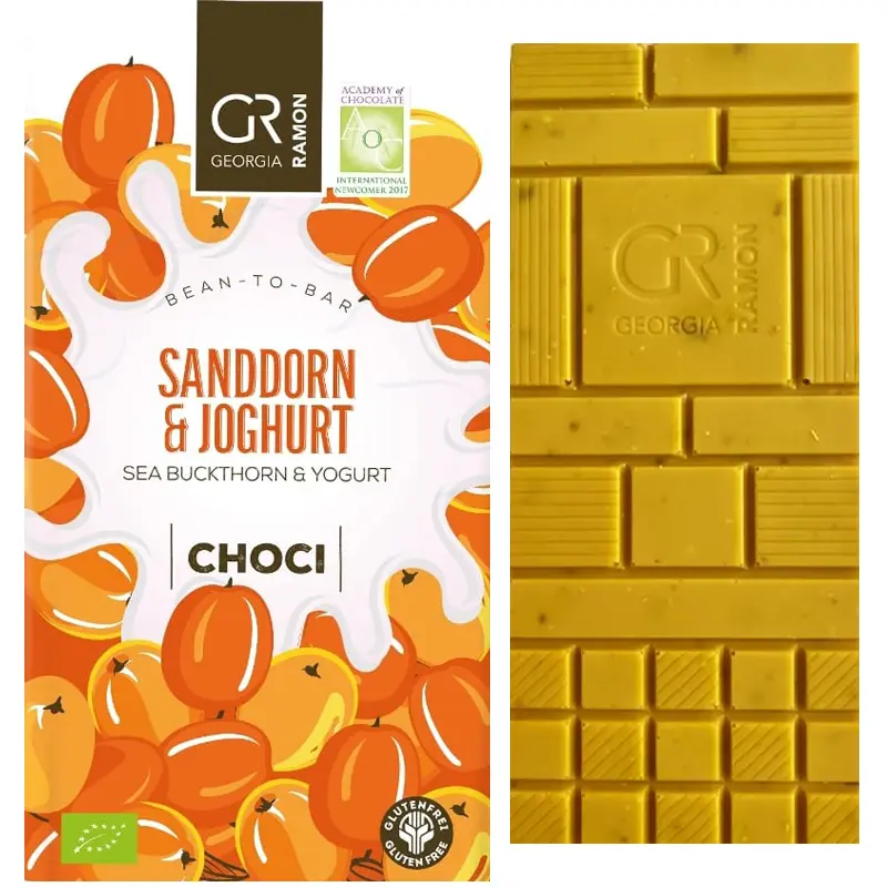 GEORGIA RAMON | Choci »Sanddorn & Joghurt« 40% | BIO | 50g Sanddorn Joghurt weiße Schokolade Choci von Georgia Ramon