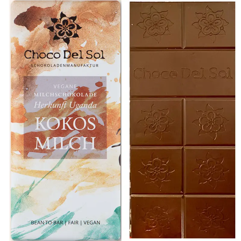 CHOCO DEL SOL | Vegane Schokolade mit Kokosmilch »Coconut Milk« 55% Vegane Milchschokolade von Choco del Sol
