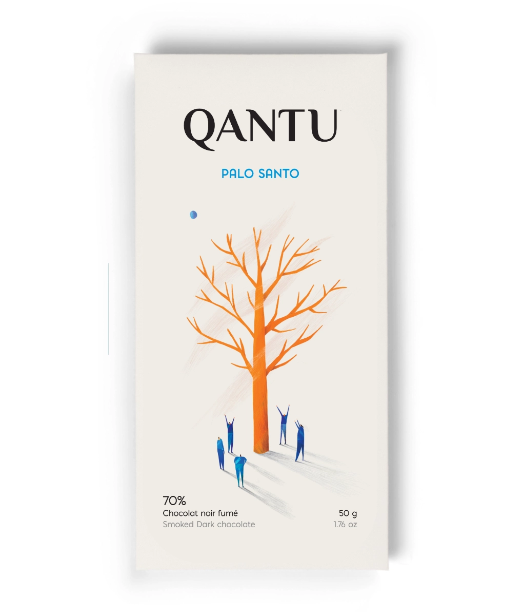 Qantu Schokolade Palo Santo 70 % – Bean-to-Bar-Schokolade aus Peru mit Palo-Santo-Rauch