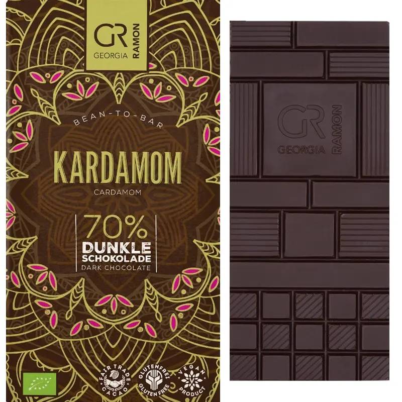 GEORGIA RAMON | Dunkle Schokolade Kardamom 70% | BIO | 50g Schokolade mit Kardamom von Georgia Ramon