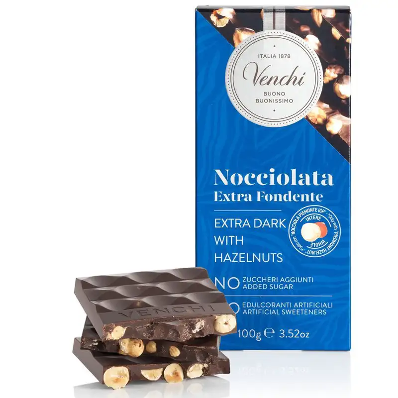 VENCHI | Dunkle Schokolade mit ganzen Haselnüssen »Linie NO – Nocciolata« 100g Nocciolata dunkle Nussschokolade ohne Zuckerzusatz von Venchi