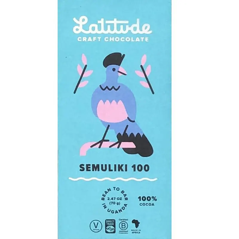LATITUDE Schokolade | Kakaomasse »Semuliki 100« 100% | 70g 100% Schokolade ohne Zuckerzusatz von Latitude Uganda